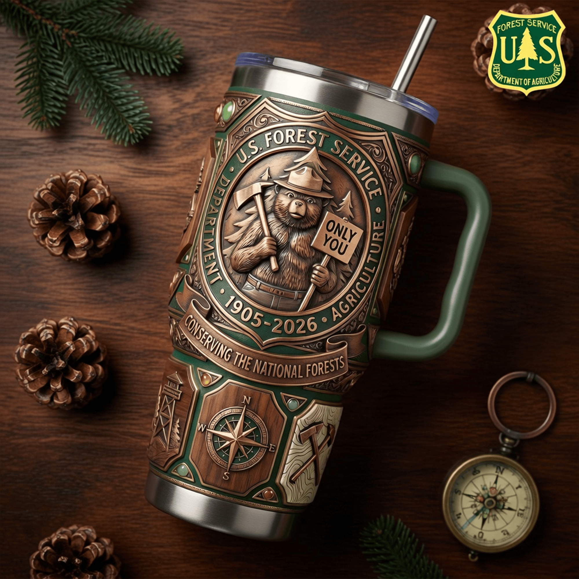 USFS 40oz Tumbler With Handle LNTH