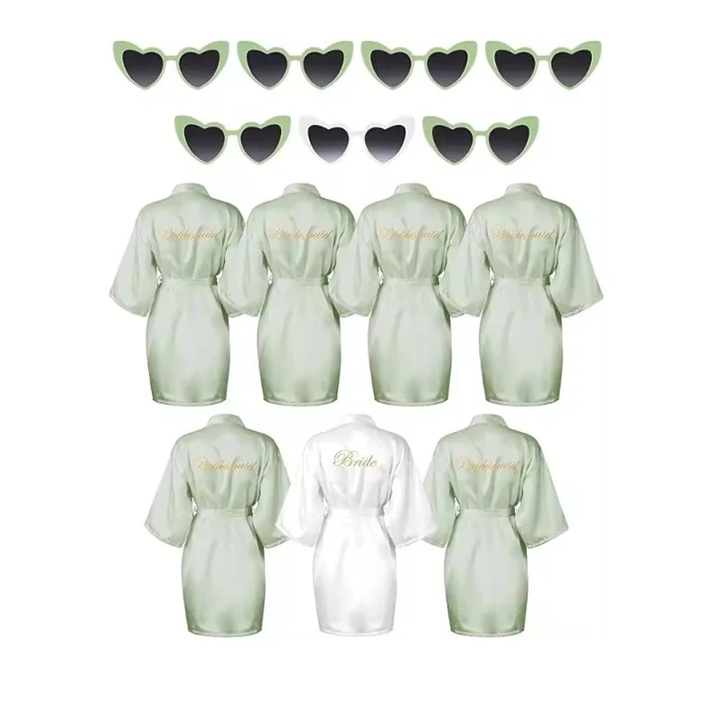 7 Pcs Bride Bridesmaid Robe Sets for