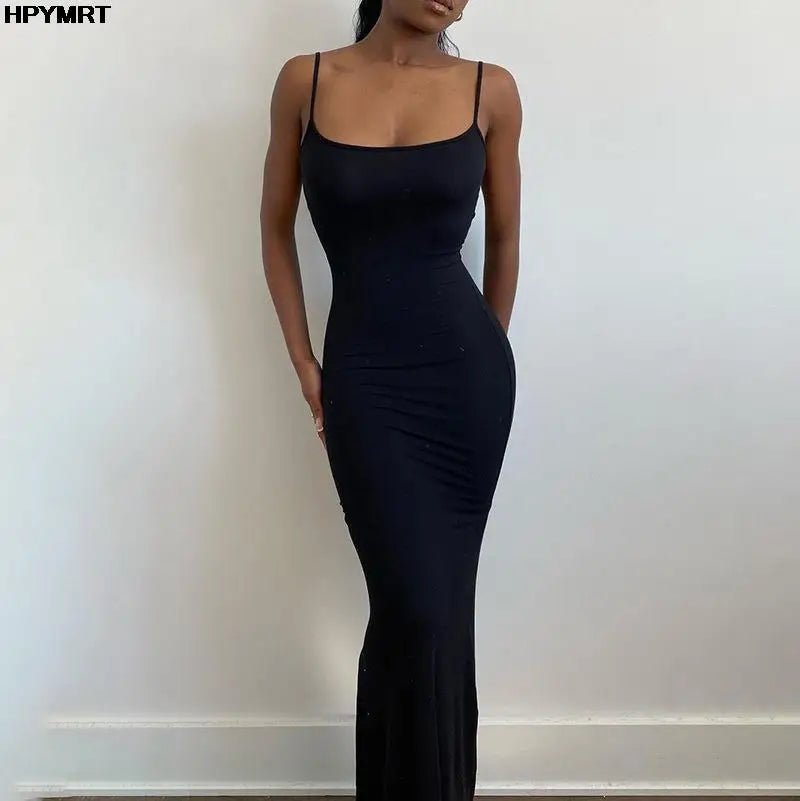 Satin Slip Sleeveless Backless Slim Sexy Maxi