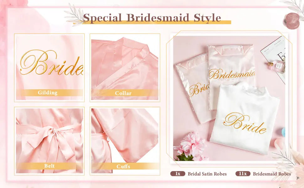 12 Pcs Bridesmaid Robes Bride Kimono for